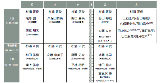 外来担当表