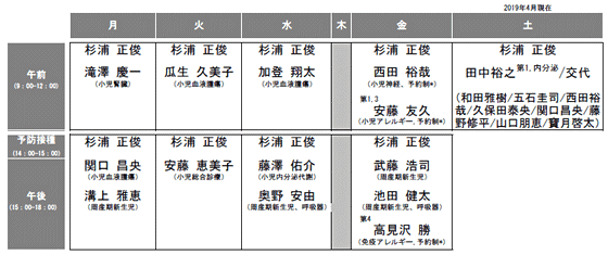 外来担当表